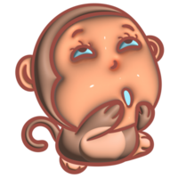 Brown cartoon little monkey pretending to be sleepy cartoon style 3d png