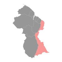 este Berbice corentino región mapa, administrativo división de Guayana. vector ilustración.