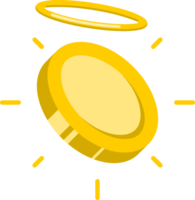 Golden yellow coin money business with halo light rays icon png