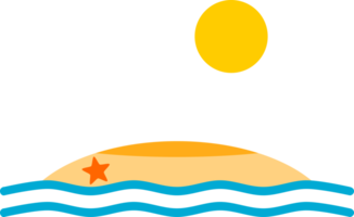 Beach umbrella with wave water sea icon png