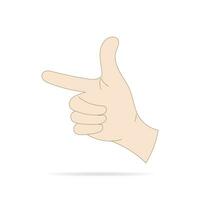 Hand pose Woman pointing index finger cartoon human hand and wrist vector Communicate or talk with emojis for messengers.