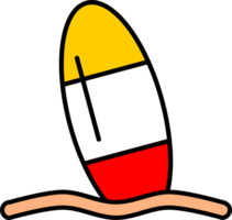 Surfboard sport with linw wave water sea icon png