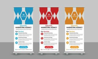 Corporate digital marketing agency business roll up banner design pull up signage standee x retractable banner design template vector