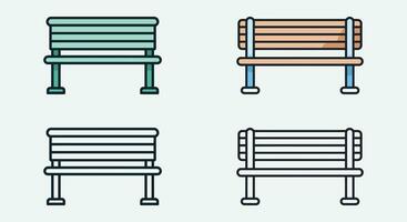 Scenic Bench Moments Illustrated Vector Elements for Tranquil and Serene Art.