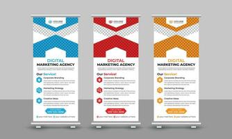 Corporate modern digital marketing agency business roll up banner design pull up signage standee x retractable banner design template vector