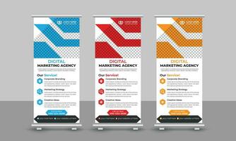 Creative corporate modern digital marketing agency business roll up banner design pull up signage standee x retractable banner design template vector