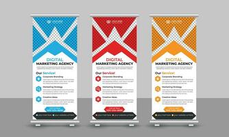 Creative corporate modern digital marketing agency business roll up banner design pull up signage standee x retractable banner design template vector