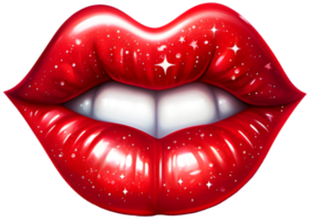 boca con rojo labios. generativo ai. png