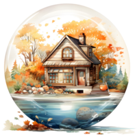 un casa en otoño. generativo ai png