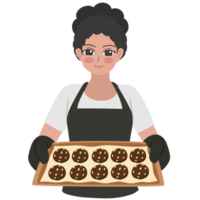 mujer hornear galletas png