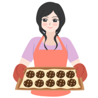 woman bake cookies png