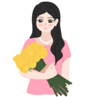 woman holding flower png