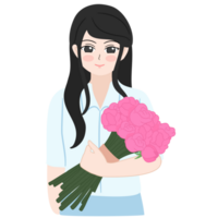 woman holding flower png