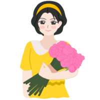 woman holding flower png