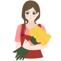 woman holding flower png