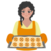 woman bake cookies png