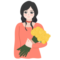 woman holding flower png