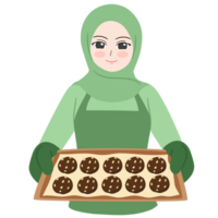 woman bake cookies png
