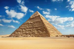 Pyramid of Khafre in Giza, Cairo, Egypt, The Great Pyramid of Khafre or Pyramid of Khafre in Giza, Egypt, AI Generated photo