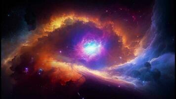 illustration de nébuleuse formant dans Profond espace tourbillon et coloré galaxie de ai généré video