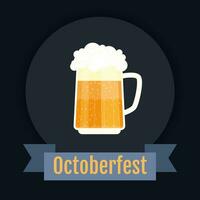 banner with a glass of beer on a blue background, Octoberfest illustration vector