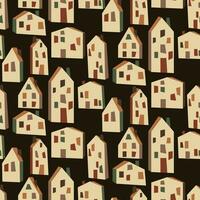 Seamless pattern with light houses. It can be used for fabric, wrapping paper, scrapbooking, textiles, posters, banners and other decoration. Houses on a dark background vector