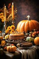 Thanksgiving Desserts with Pumpkin AI Generative photo