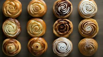 fresh pastry on table AI Generative photo