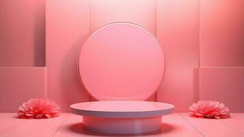 3D pink podium mockup AI Generative photo