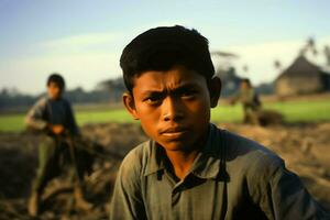 indonesio hombre difícil trabajador ai generativo foto