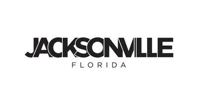 Jacksonville, Florida, USA typography slogan design. America logo with graphic city lettering for print and web. vector