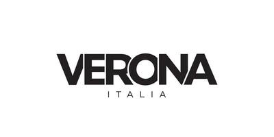 Verona in the Italia emblem. The design features a geometric style, vector illustration with bold typography in a modern font. The graphic slogan lettering.