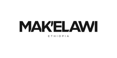 Makelawi in the Ethiopia emblem. The design features a geometric style, vector illustration with bold typography in a modern font. The graphic slogan lettering.