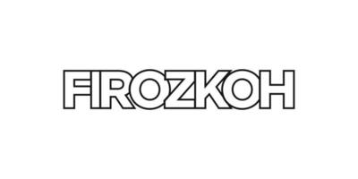 Firozkoh in the Afghanistan emblem. The design features a geometric style, vector illustration with bold typography in a modern font. The graphic slogan lettering.