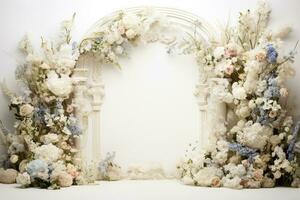 AI Generated wedding arch with flowers photo