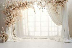 AI Generated wedding arch with flowers photo
