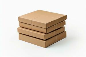 AI Generated cardboard boxes isolated on white photo