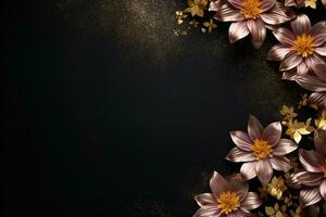 AI Generated flowers on dark background with copy space photo