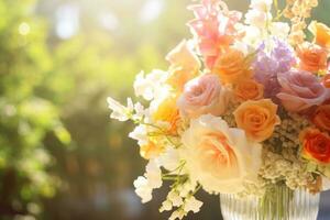 AI Generated Outdoor Flower Background at Daytime photo