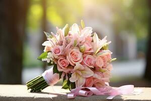 AI Generated Outdoor Flower Background at Daytime photo