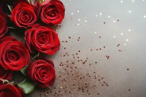 AI Generated Luxury Roses Background with Copy Space photo