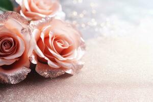 AI Generated Luxury Roses Background with Copy Space photo