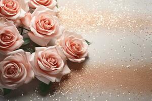 AI Generated Luxury Roses Background with Copy Space photo