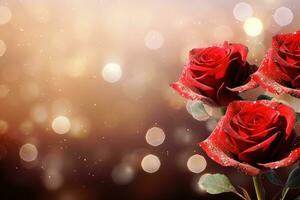 AI Generated Luxury Roses Background with Copy Space photo