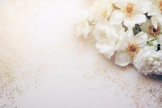 ai generado flores en blanco con Copiar espacio foto