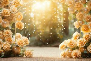 AI Generated Golden Flower Arch with Copy Space photo