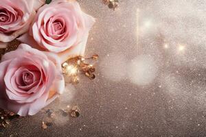AI Generated Luxury Roses Background with Copy Space photo