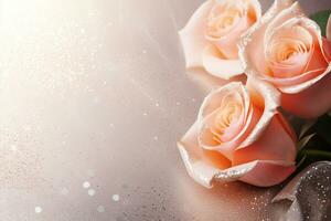 AI Generated Luxury Roses Background with Copy Space photo