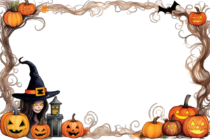 Halloween Hintergrund, Hintergrund, Foto rahmen, Muster, Kürbis Kopf Jack Laterne, Kürbisse im Friedhof im das gespenstisch Nacht, transparent Hintergrund, ai generiert png