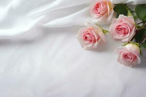 Ai Generated Roses on Fabric with Copy Space photo